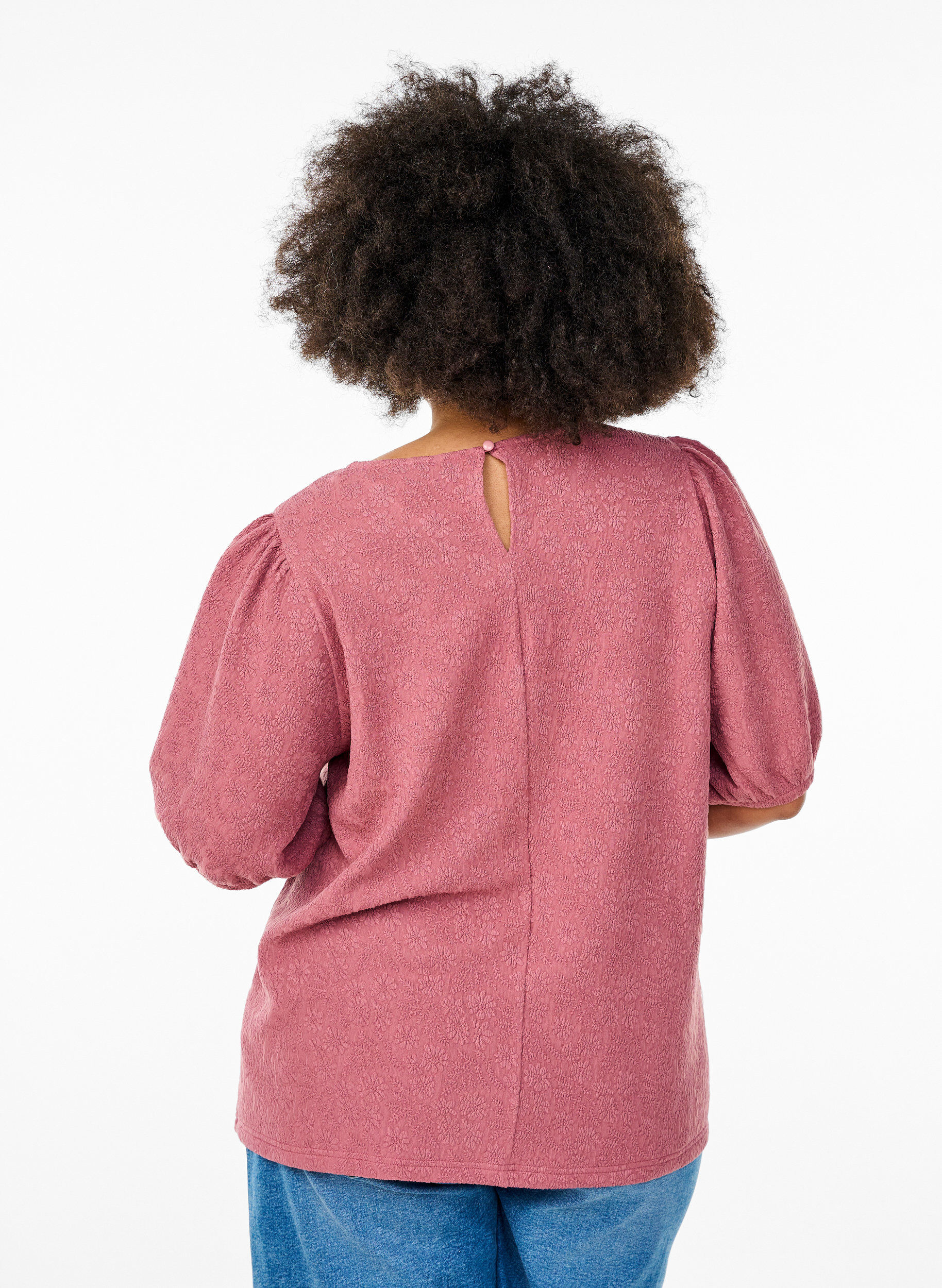 ZizziStrukturierte Bluse mit kurzen &Auml;rmeln, Rot, Model image number 2