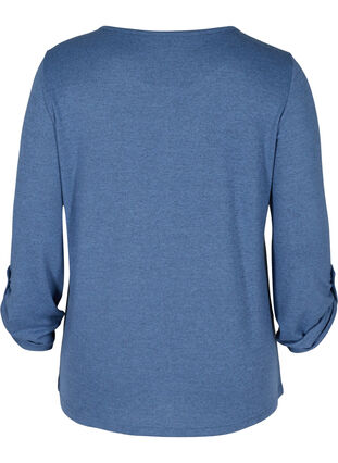Bluse mit 3/4 Ärmeln und Reißverschluss, Colony Blue Melange, Packshot image number 1