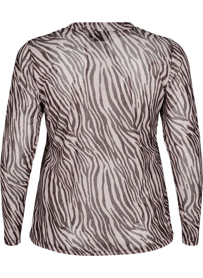 Mesh-Top mit Zebraprint, Schwarz, Packshot image number 1