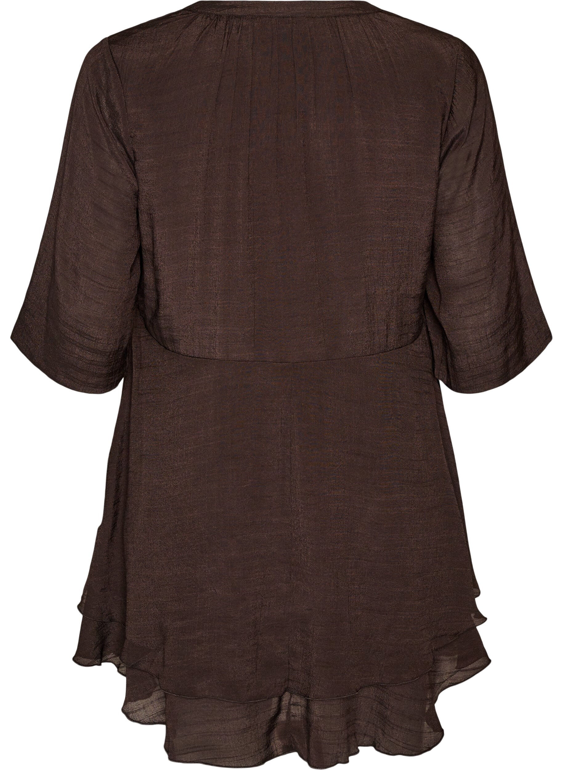 ZizziA-Linien-Kleid mit gestuften R&uuml;schen, Braun, Packshot image number 1