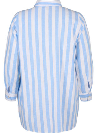 Langes Hemd aus Leinen und Baumwolle, Blue White Stripe, Packshot image number 1