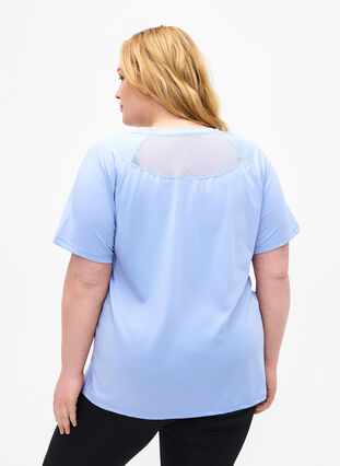 Trainings-T-Shirt mit Mesh-Rückenpartie, Zen Blue, Model image number 1