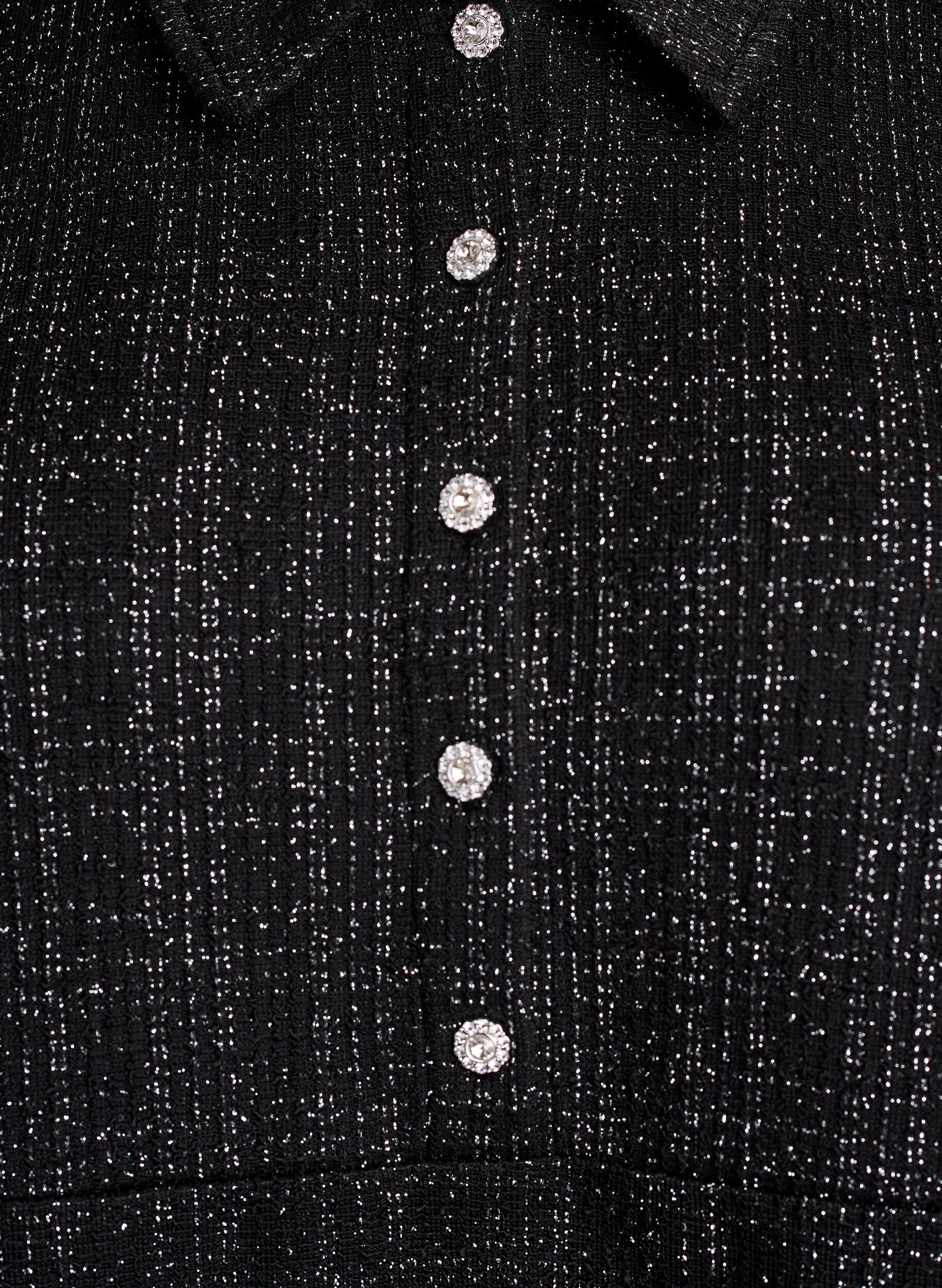 ZizziKurzes Boucl&eacute;-Kleid mit Zierkn&ouml;pfen, Schwarz, Packshot image number 2
