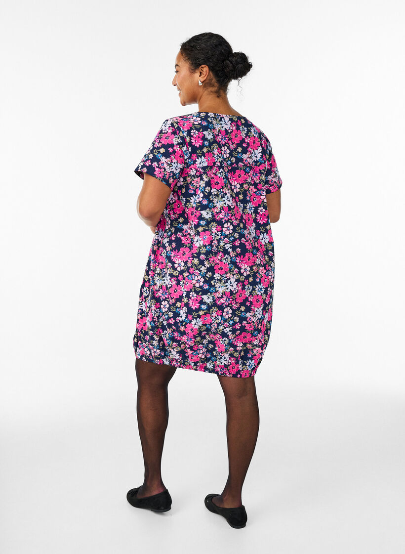 Kurz&auml;rmliges Baumwollkleid mit Print, Blau, Model image number 2