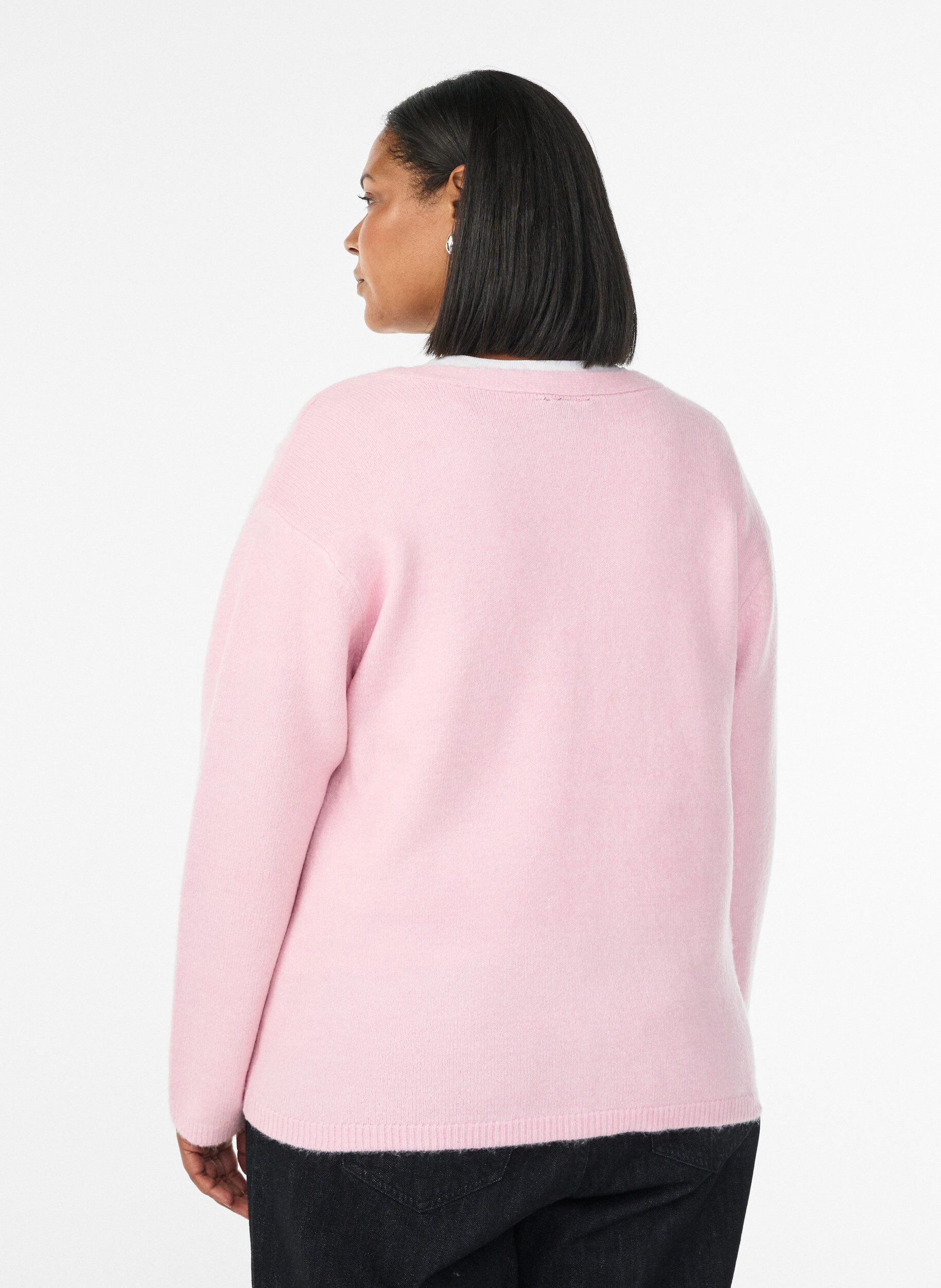 ZizziStrickjacke mit V-Ausschnitt und aufgestickten Blumen, Rot, Model image number 2