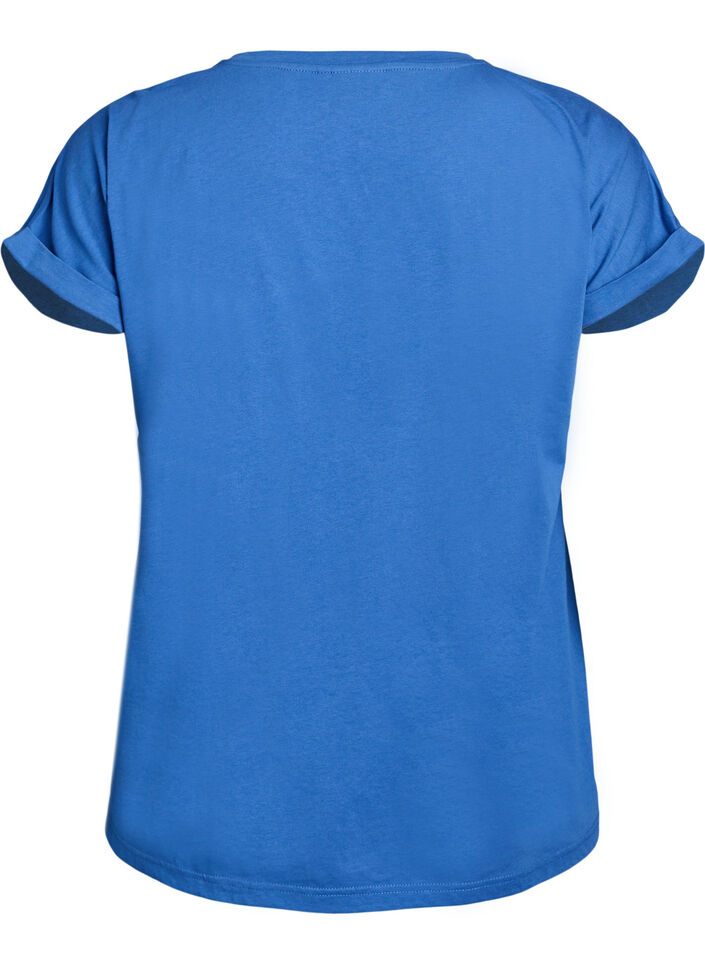 Kurz&auml;rmliges T-Shirt aus einer Baumwollmischung, Blau, Packshot image number 1