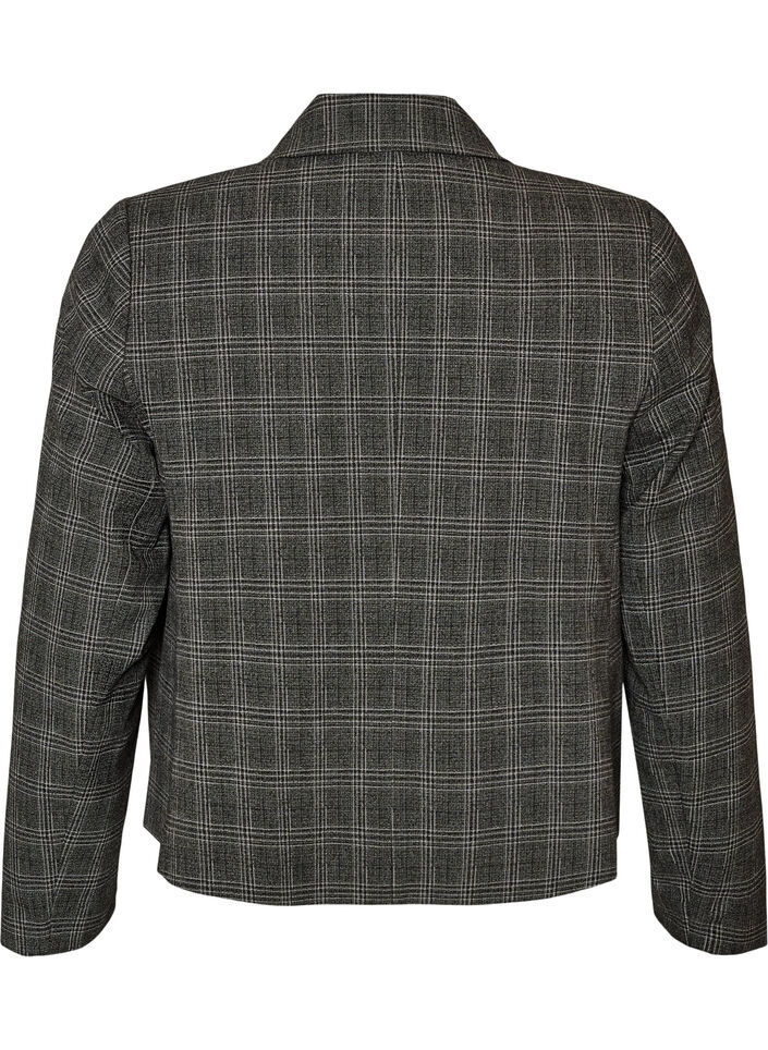 Kurzer Blazer mit Karomuster, Grau, Packshot image number 1