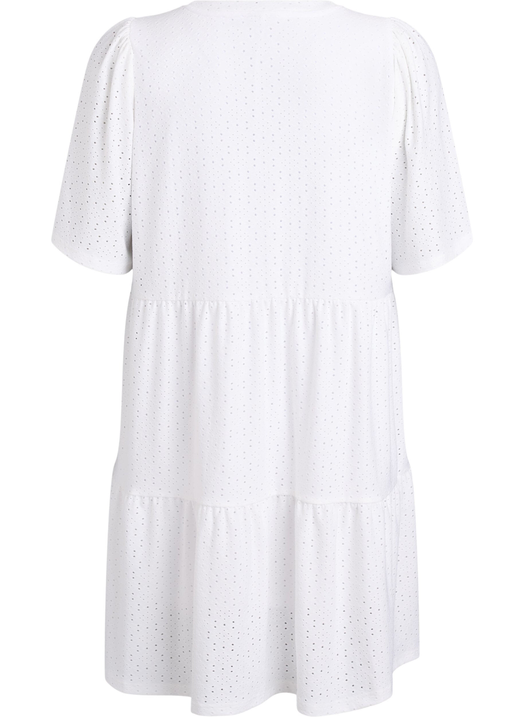 ZizziKurzes Kleid mit Spitzenmuster und Lagenrock, Wei&szlig;, Packshot image number 1