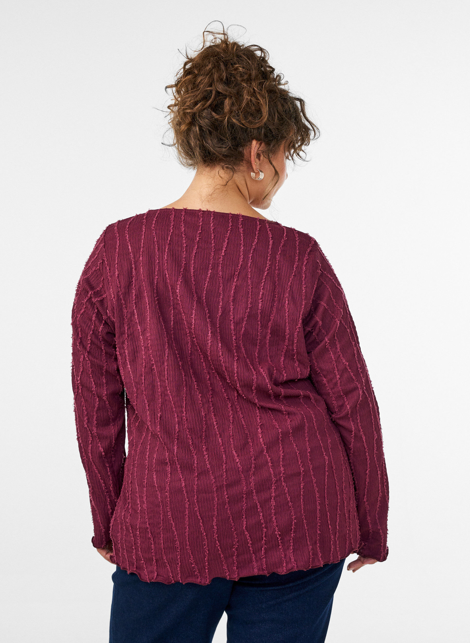 ZizziBluse aus Jersey mit welliger Struktur, Rot, Model image number 2