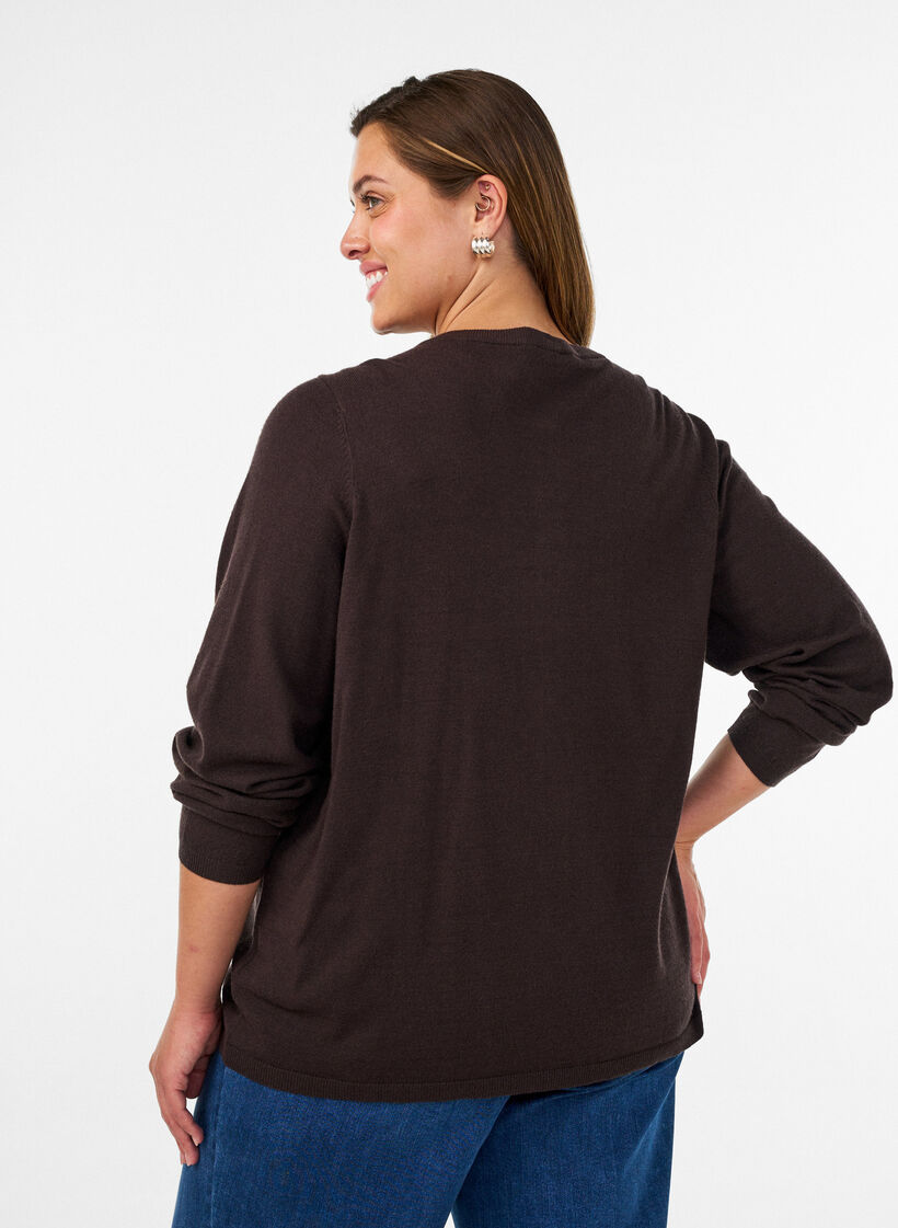 Cardigan mit runden Kn&ouml;pfen, Braun, Model image number 2