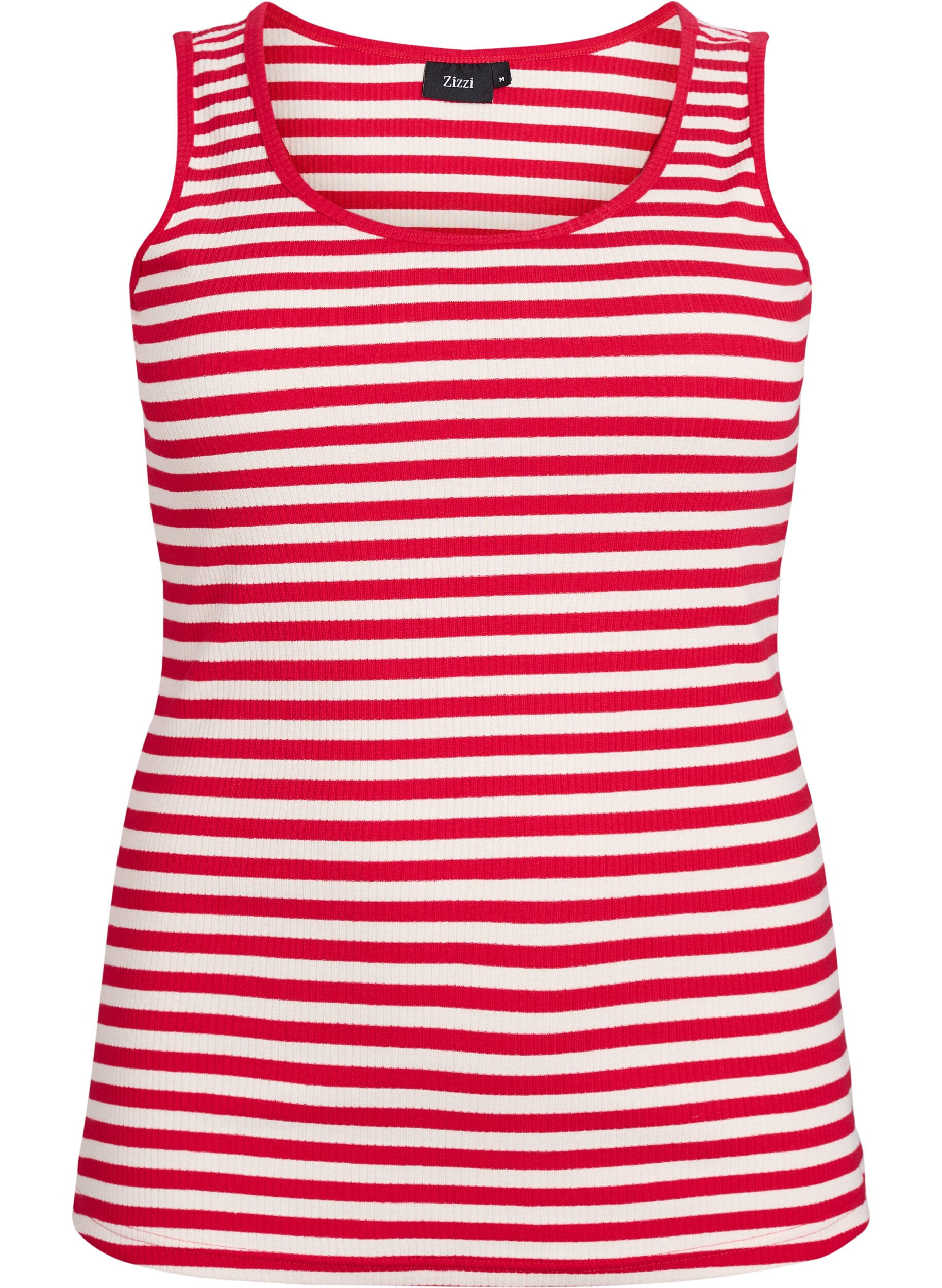 ZizziGestreiftes Tanktop mit Rippenstruktur, Rot, Packshot image number 0