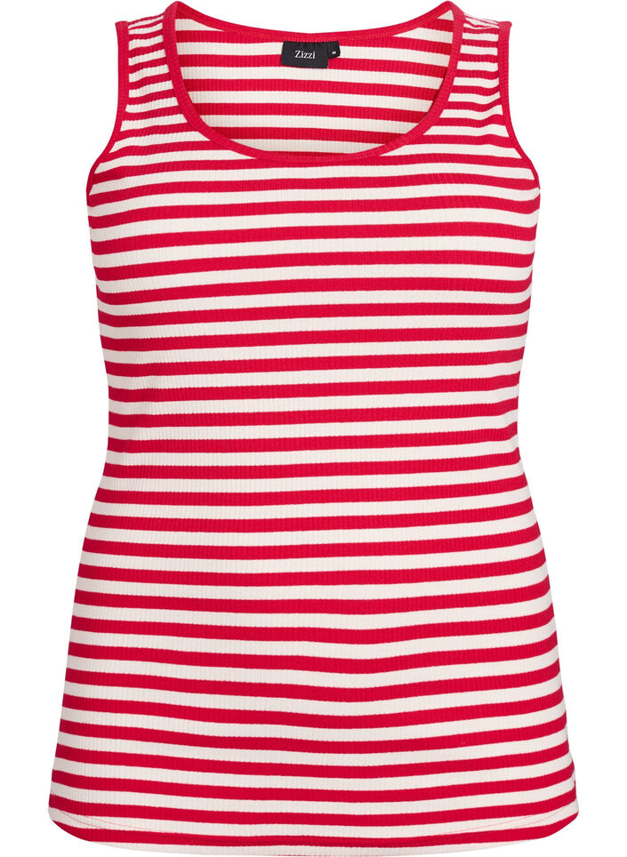 Gestreiftes Tanktop mit Rippenstruktur, Rot, Packshot image number 0