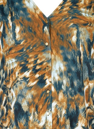 Lange Hemdbluse aus Viskose mit V-Ausschnitt und Print, Rubber AOP, Packshot image number 2