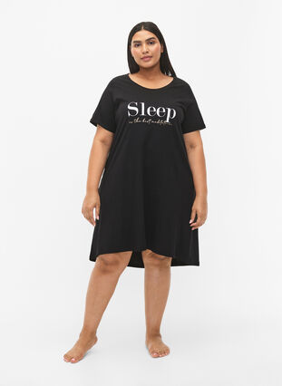 Kurzärmeliges Nachthemd aus Bio-Baumwolle , Black Sleep, Model image number 2