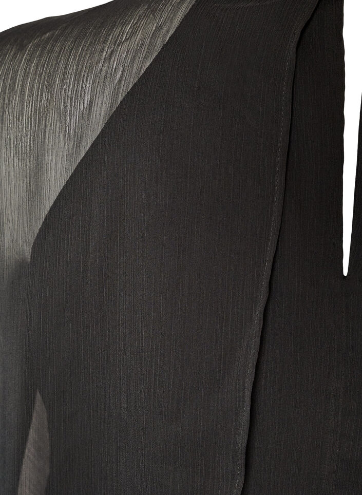 Knielanges Kleid aus Chiffon mit transparentem Cape, Schwarz, Packshot image number 3