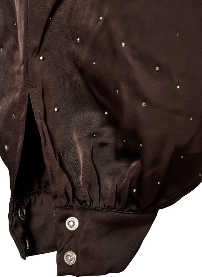 Ballonhose aus Satin mit Strasssteinen, Braun, Packshot image number 3