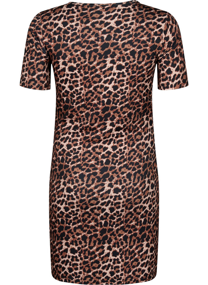 Eng anliegendes Kleid mit Leopardenmuster und Cut-Out, Leopard AOP, Packshot image number 1