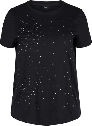 T-Shirt aus Bio-Baumwolle mit Nieten, Black, Packshot image number 0