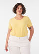 Einfarbiges basic T-Shirt aus Baumwolle, Gelb, Model image number 0
