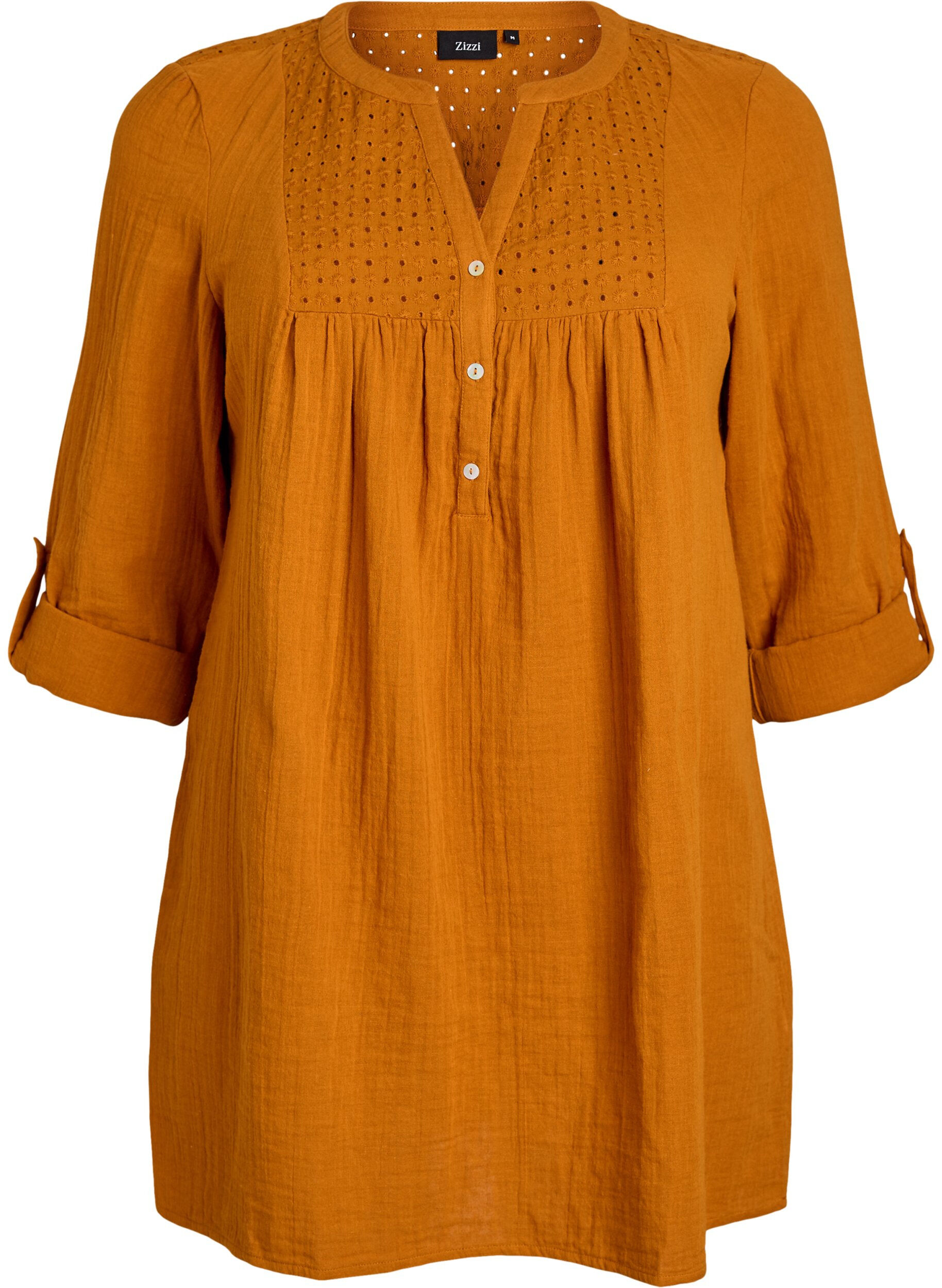 ZizziTunika aus Baumwollmusselin mit Broderie Anglaise, Orange, Packshot image number 0