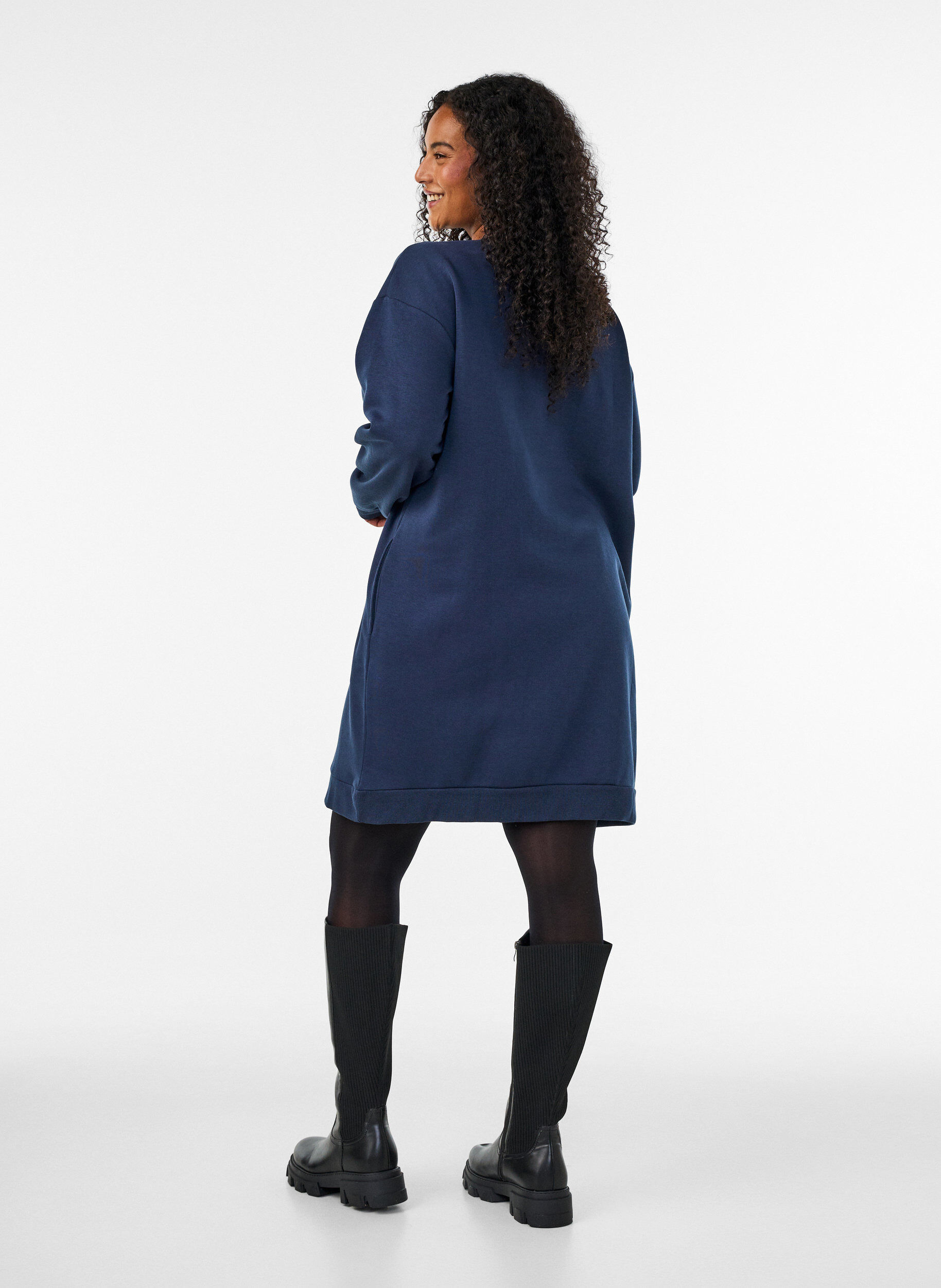 ZizziLockeres Sweatkleid mit Taschen, Blau, Model image number 2