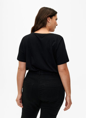 T-Shirt aus Baumwolle mit Rundhalsausschnitt und Aufdruck, Black W. Love, Model image number 1