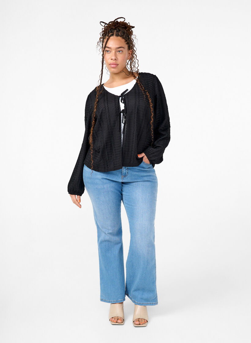 Strickjacke mit Bändern, Black, Model image number 2