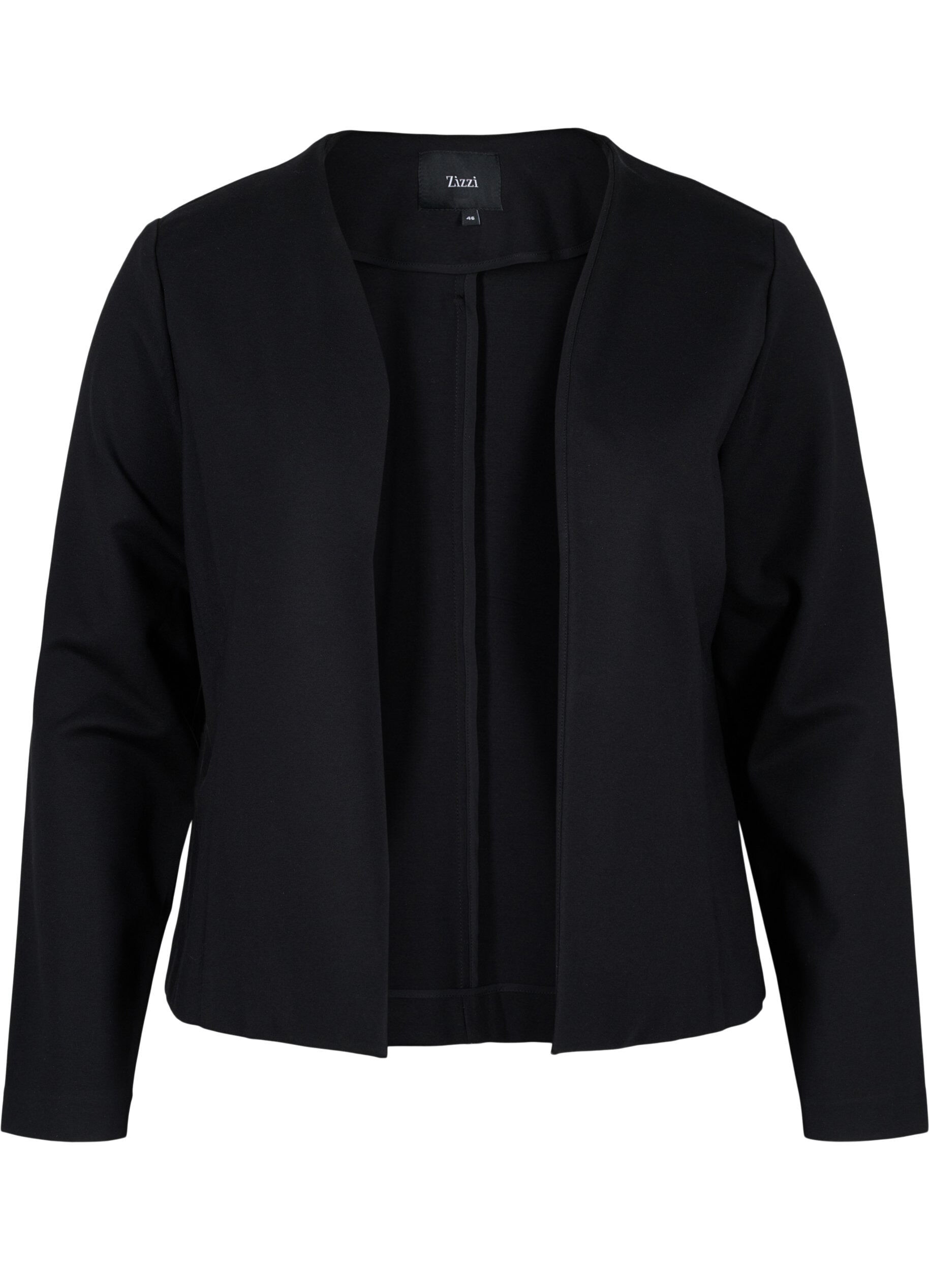 ZizziEinfarbiger kurzer offener Blazer, Black, Packshot image number 0