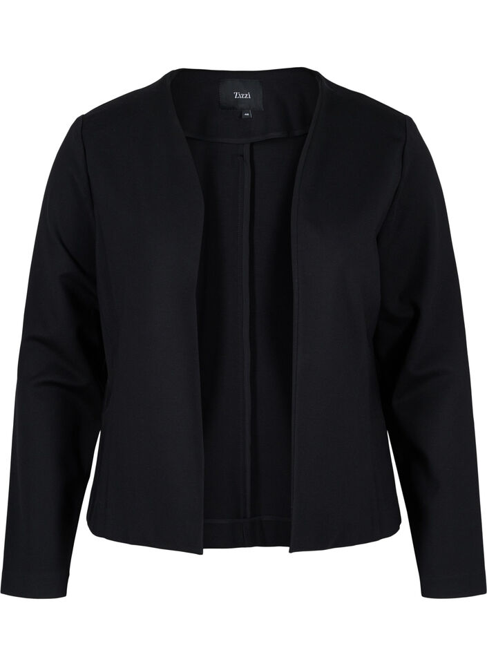 Einfarbiger kurzer offener Blazer, Black, Packshot image number 0