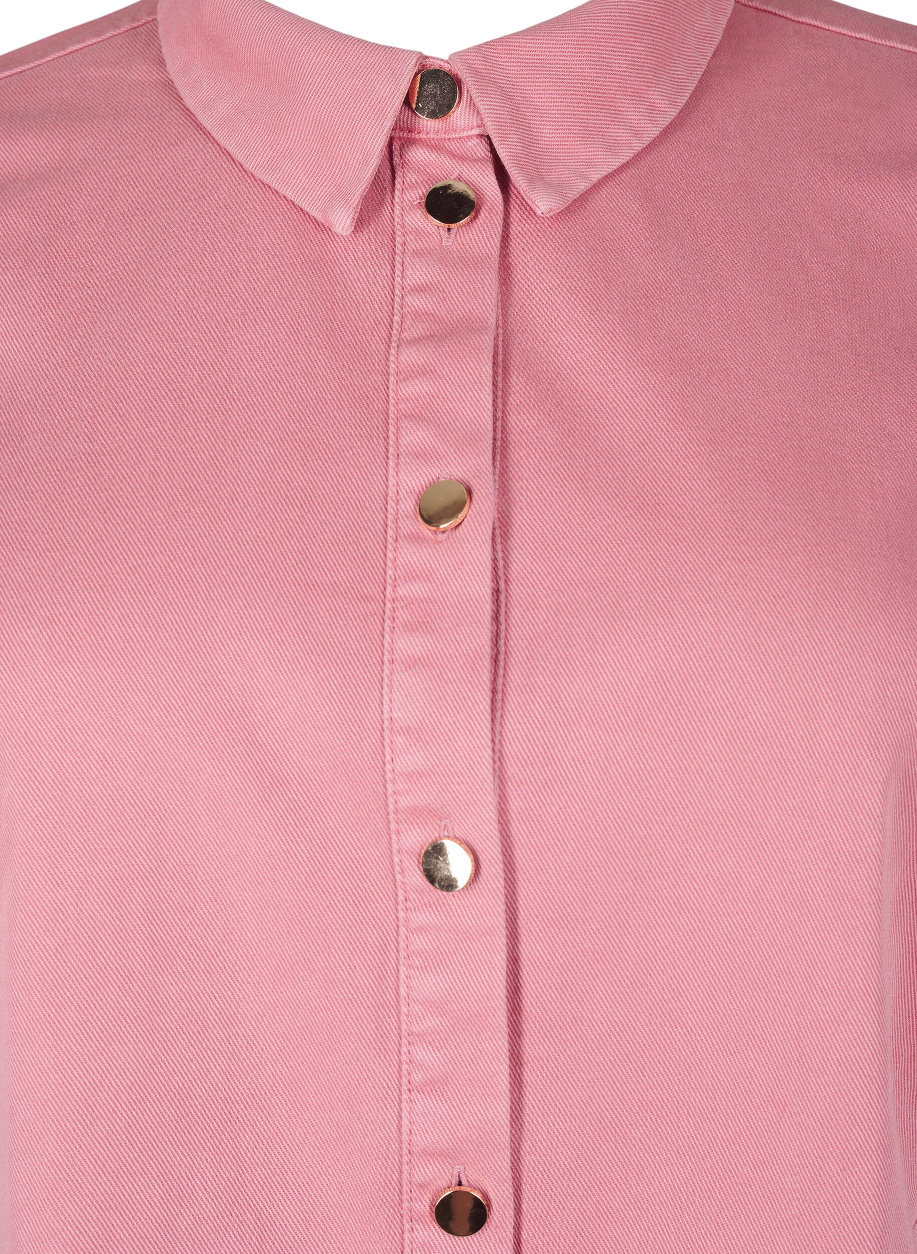 ZizziBuntes Hemdblusenkleid aus Jeansstoff mit Maschendetails, Heather Rose, Packshot image number 2