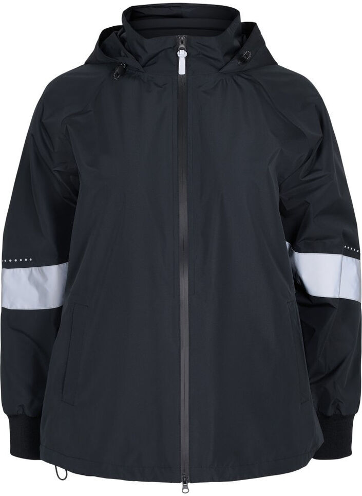 Regenjacke mit reflektierenden Details, Schwarz, Packshot image number 0