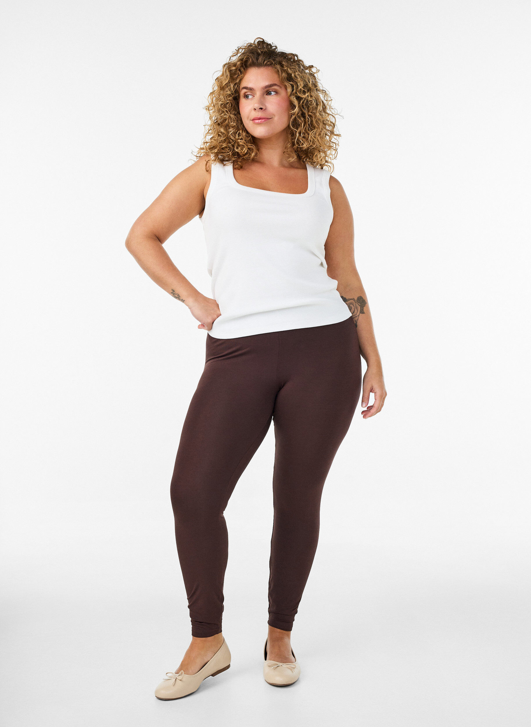 ZizziBasic-Leggings aus Viskose, Braun, Model image number 1