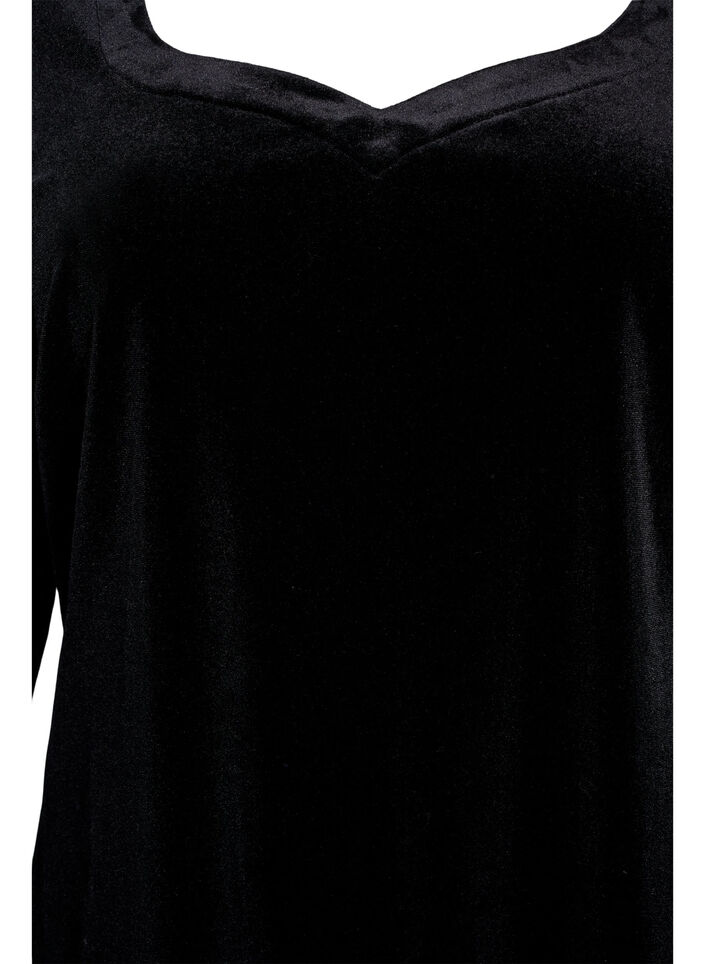 Veloursbluse mit langen Ärmeln, Black, Packshot image number 2