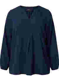 Unifarbene Bluse mit V-Ausschnitt