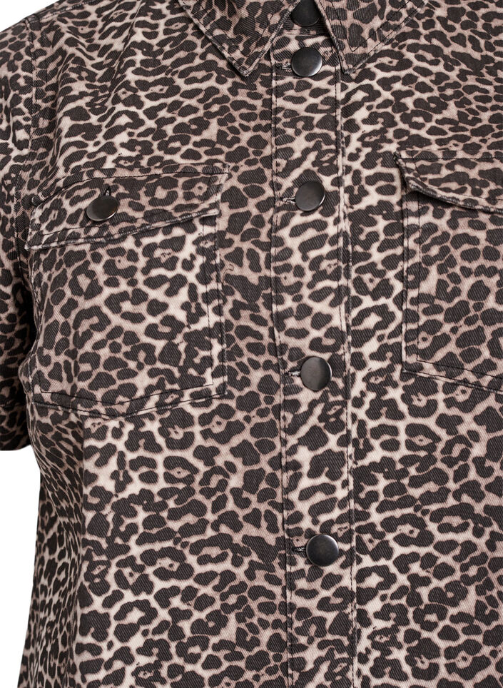Jeanskleid mit Leopardenmuster, Braun, Packshot image number 2
