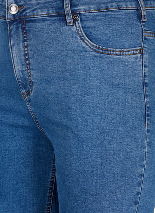 Eng anliegende Denim-Shorts mit hoher Taille, Blue Denim, Packshot image number 2
