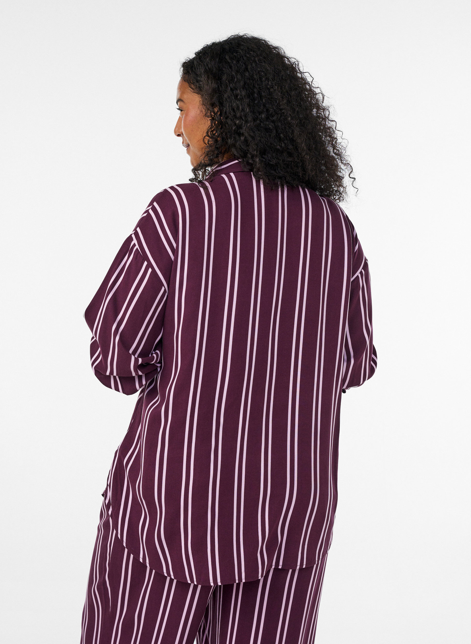 ZizziGestreiftes Nachthemd, Dunkles Bordeaux, Model image number 2