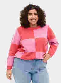 Karierter Pullover, Begonia Pink Comb, Model