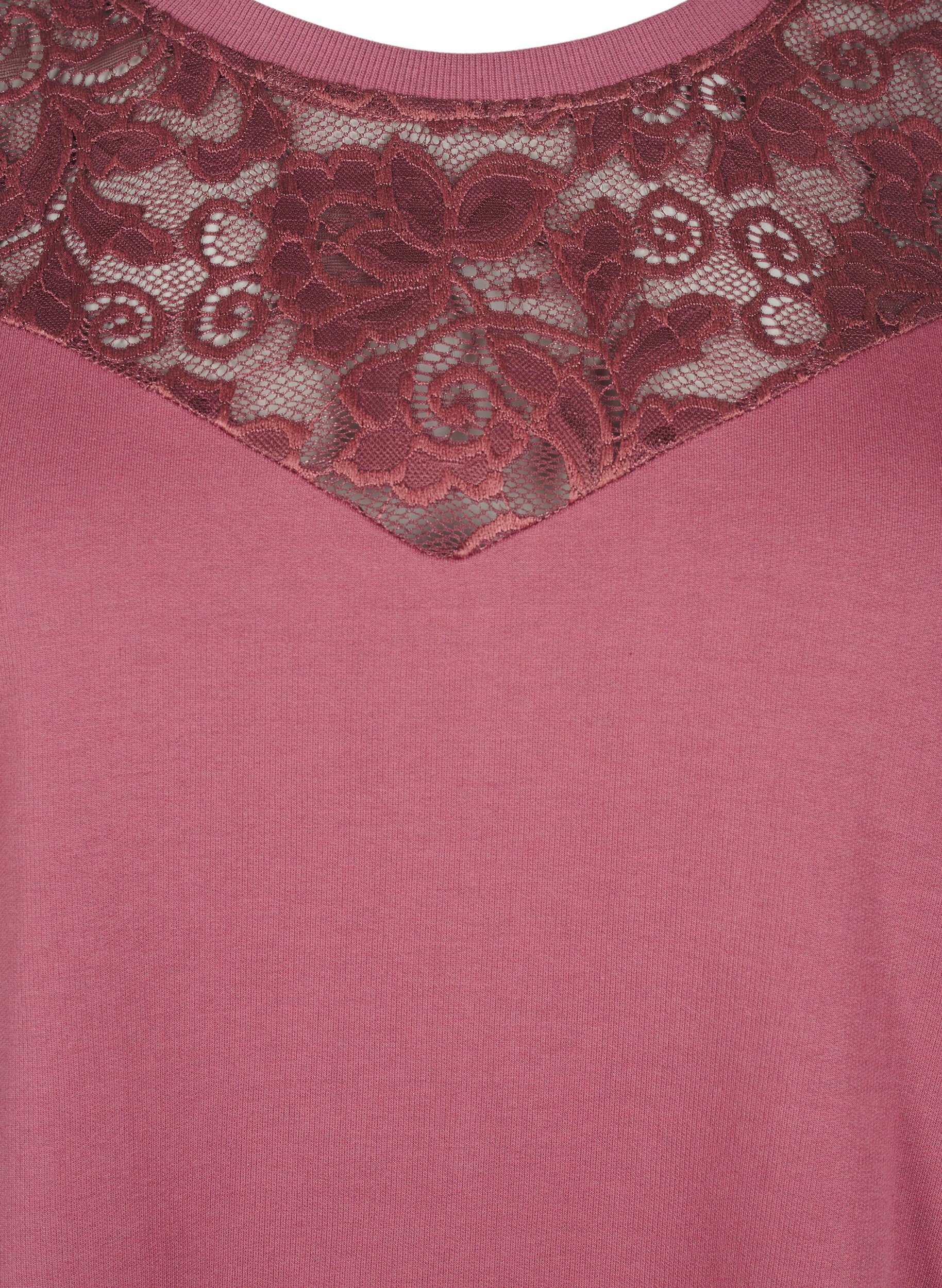 ZizziSweatshirt mit Spitzendetails, Rose Brown, Packshot image number 2