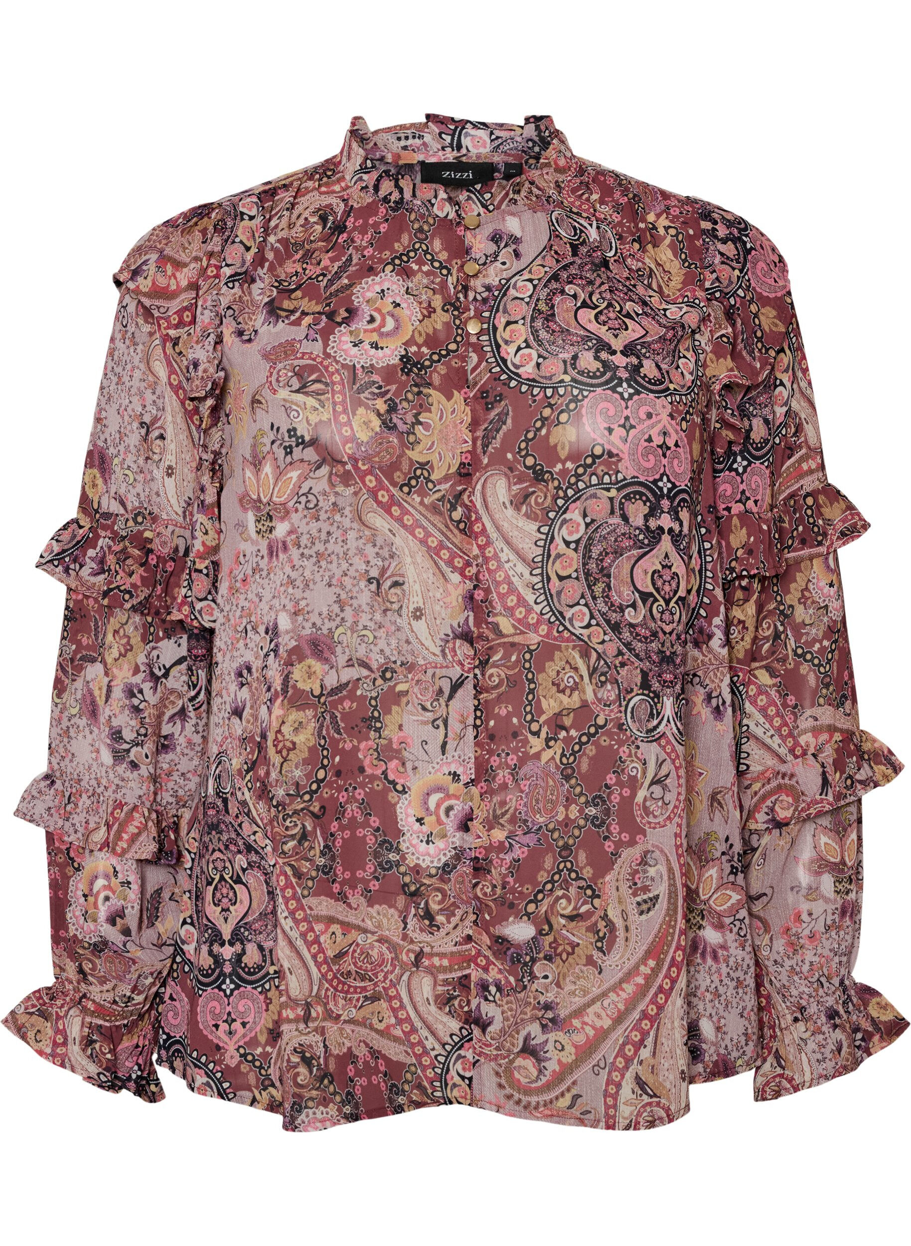 Bluse mit Paisleymuster und R&uuml;schendetails