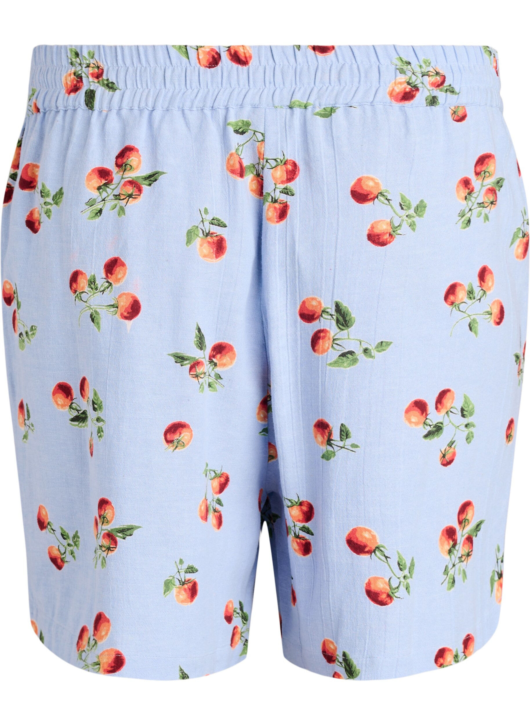 ZizziShorts aus Baumwolle mit Tomaten-Print und hoher Taille, Blau, Packshot image number 1