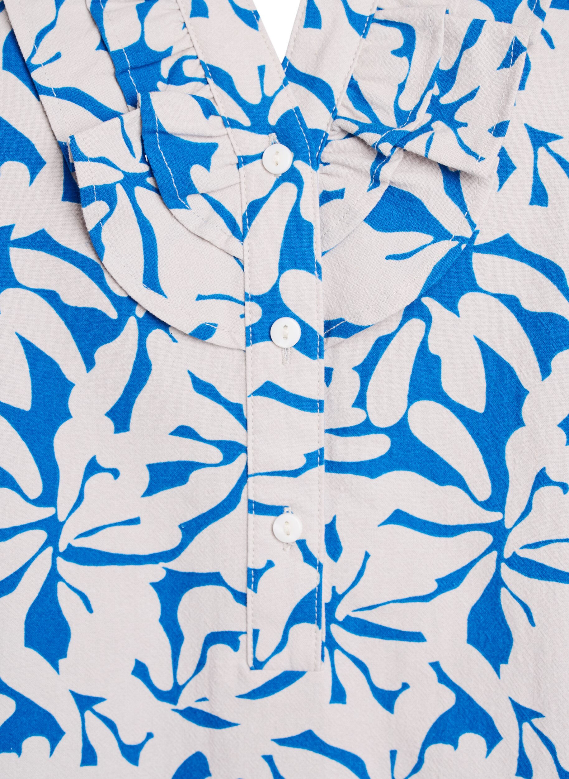 ZizziBaumwollbluse mit 3/4-&Auml;rmeln und Blumenmuster, Blau, Packshot image number 2