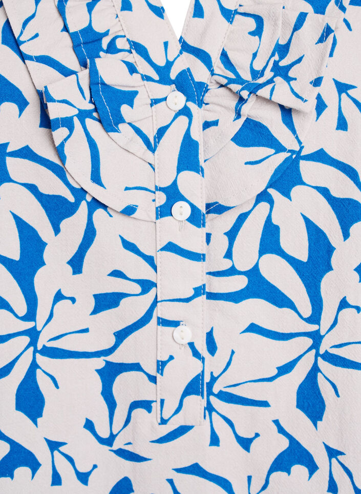 Bluse aus Baumwolle mit 3/4-Ärmeln und Streifenmuster, Blau, Packshot image number 2