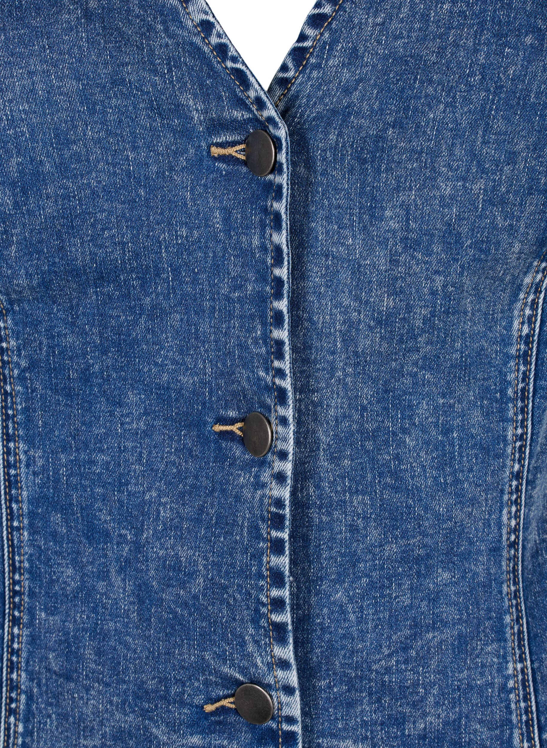 ZizziSchmal geschnittene Denim-Weste mit Kn&ouml;pfen, Blue Denim, Packshot image number 2