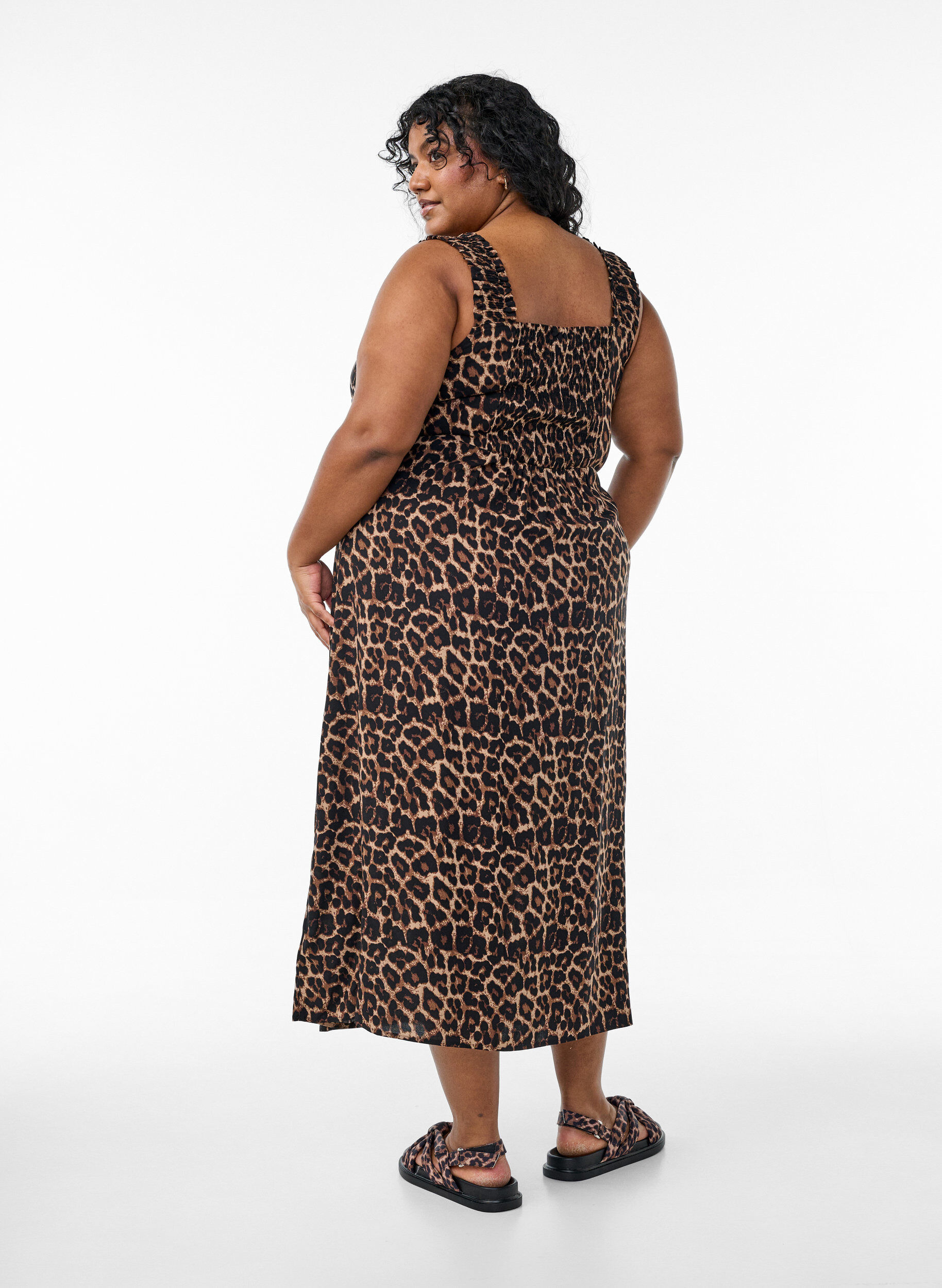 ZizziSommerkleid mit breiten Tr&auml;gern, Braun, Model image number 1