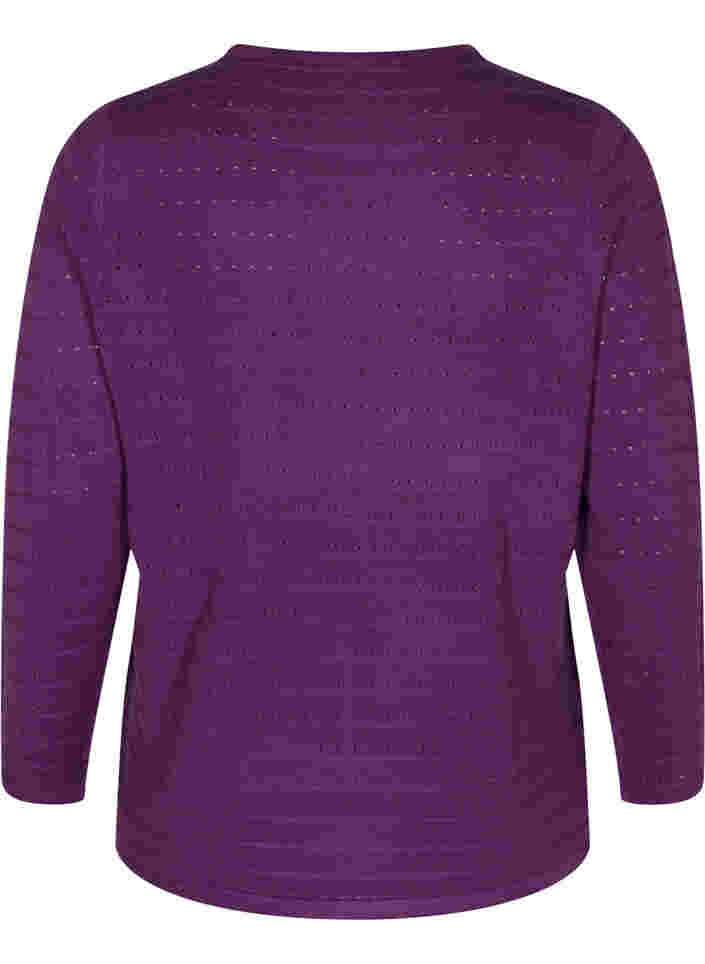 Strukturierte Strickbluse mit Rundhals, Amaranth Purple, Packshot image number 1