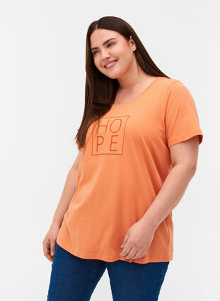 Kurzarm T-Shirt mit Print, Brandied Melon, Model image number 0