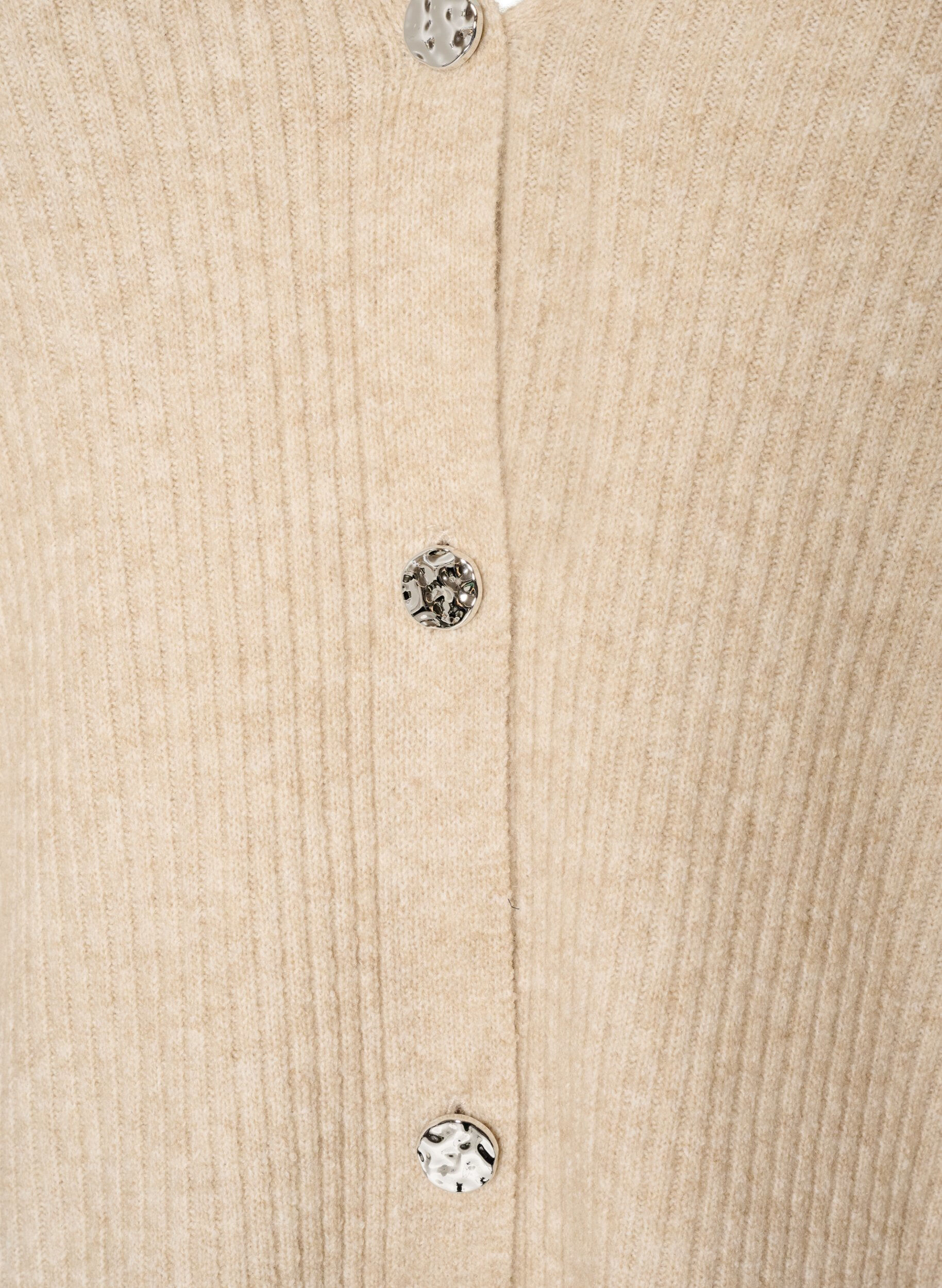ZizziStrickjacke mit V-Ausschnitt und Rippstruktur, Beige, Packshot image number 2