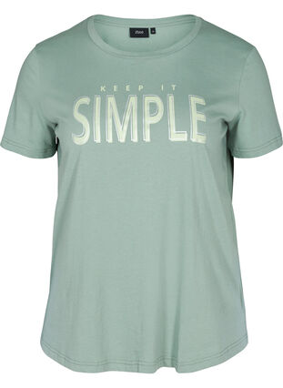 Kurzarm T-Shirt aus Baumwolle mit Aufdruck, Chinois Green SIMPLE, Packshot image number 0