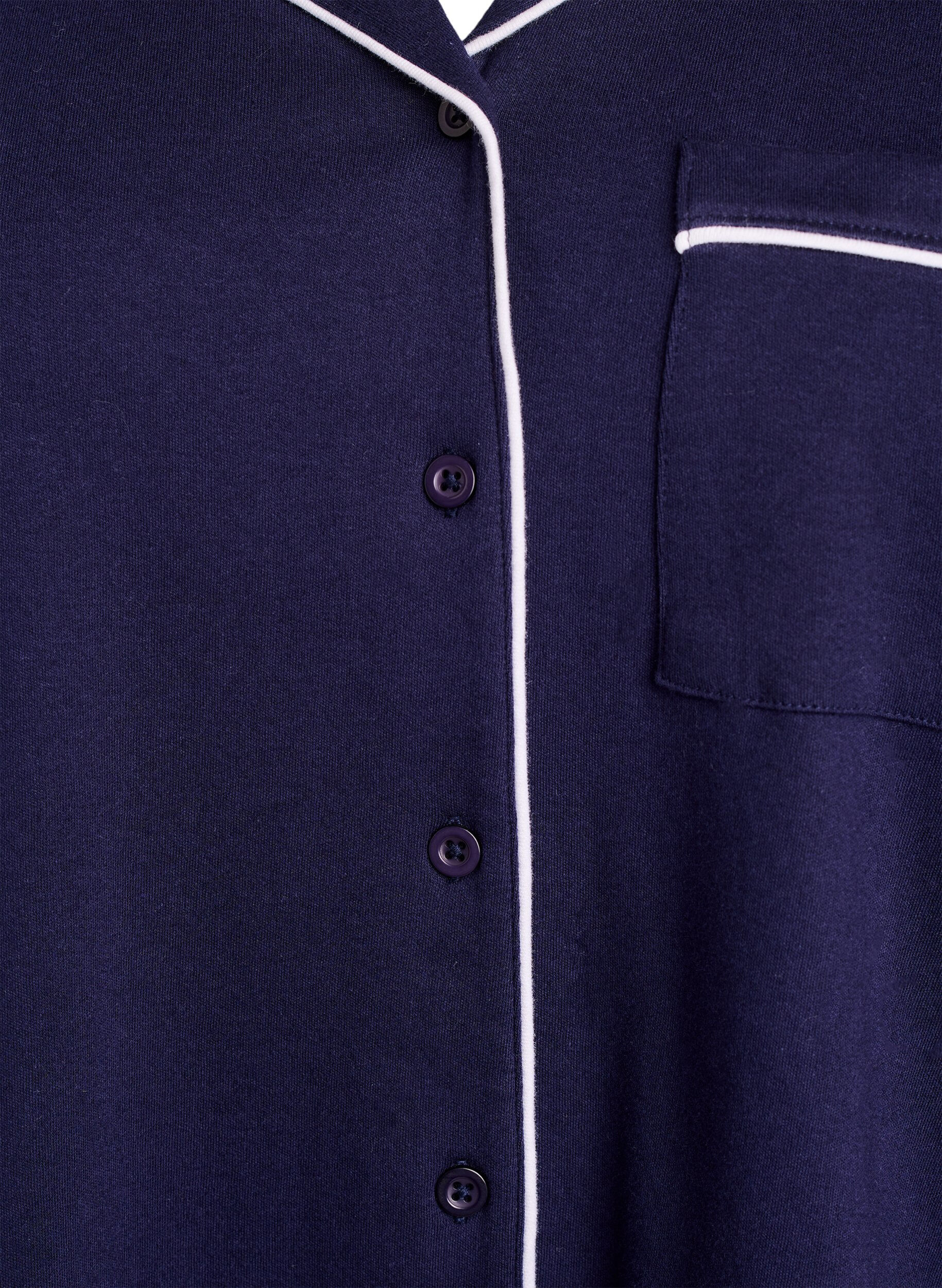 ZizziPyjamahemd aus Baumwolle mit Brusttasche, Blau, Packshot image number 2